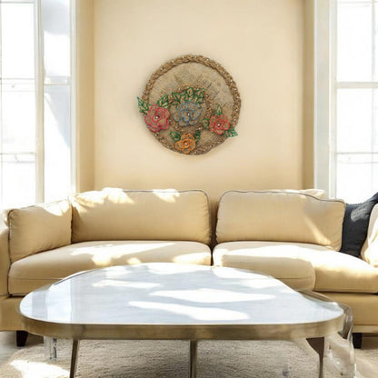 Round Jute & Burlap Wall Art (Pakistan)