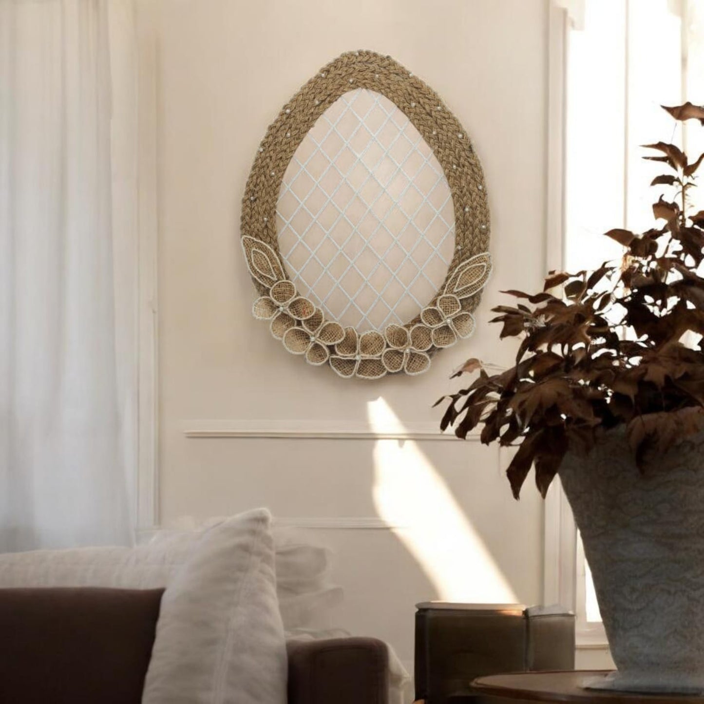 Oval Shaped Jute Braided Ring Wall Hanging (Pakistan)