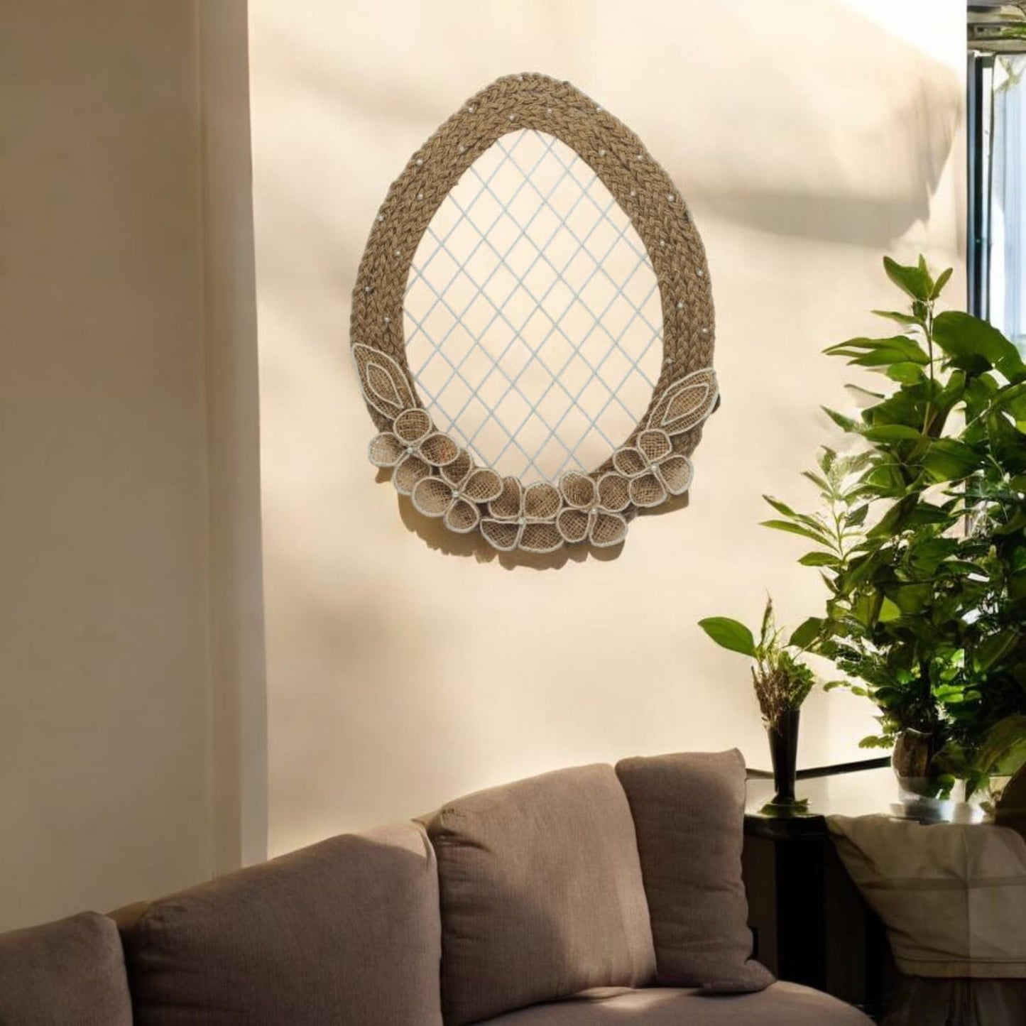 Oval Shaped Jute Braided Ring Wall Hanging (Pakistan)