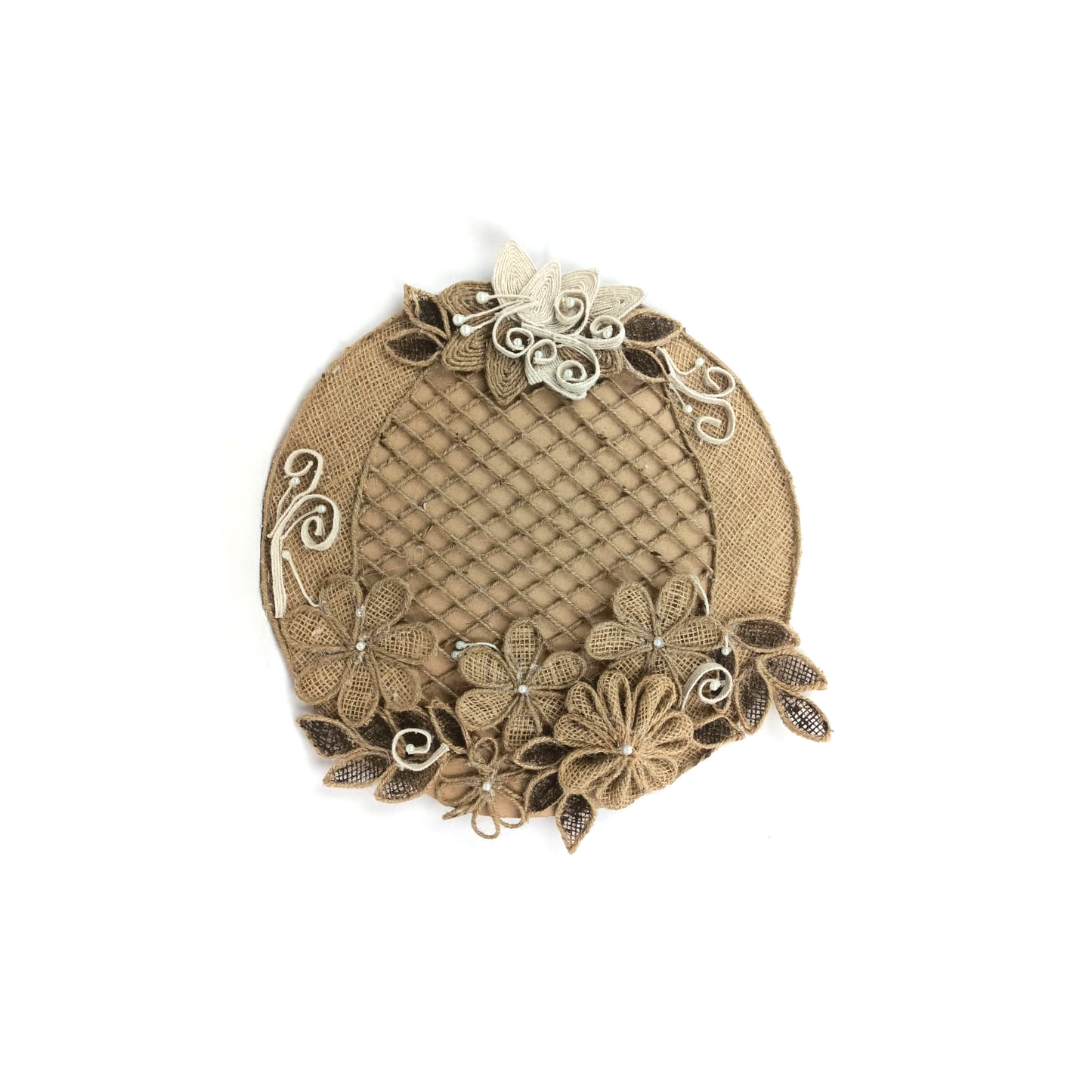 Round Cotton & Burlap Wall Piece  (Pakistan)