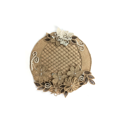 Round Cotton & Burlap Wall Piece  (Pakistan)