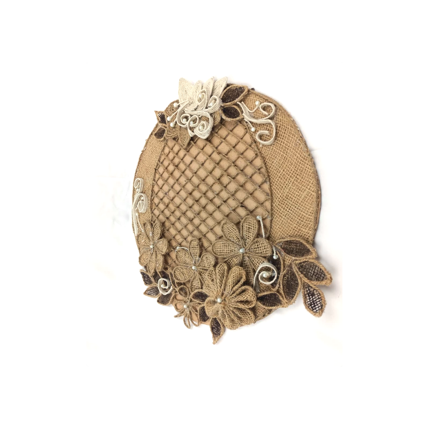 Round Cotton & Burlap Wall Piece  (Pakistan)
