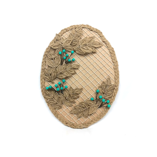 Oval Shaped Jute Braided Wall Hanging with Clay Berries